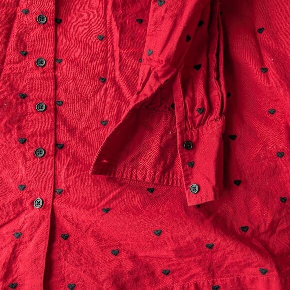 Hatch Red Embroidered Midi Button  Long Sleeve Cotton Dress Size S - Picture 12 of 16